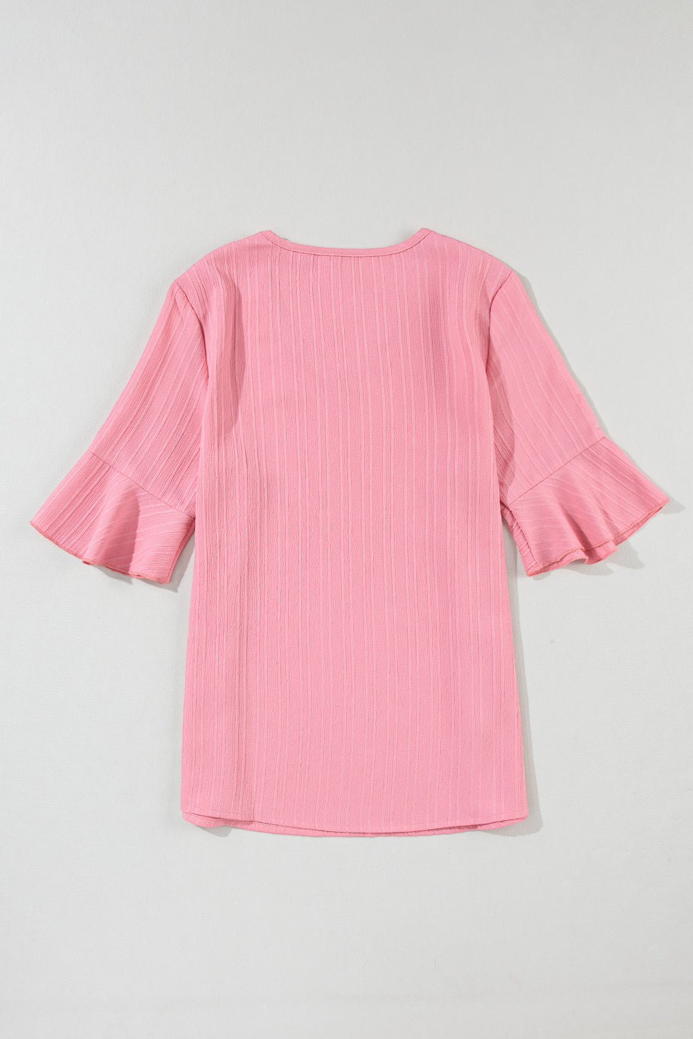 Ruffled Half Sleeve V Neck Textured Top