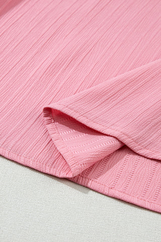 CLEARANCE Ruffled Half Sleeve V Neck Textured Top
