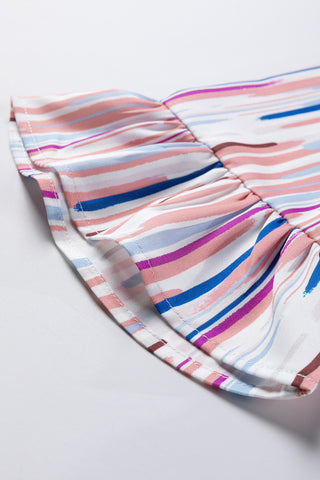 CLEARANCE Multicolor Striped Splash Half Sleeve Blouse