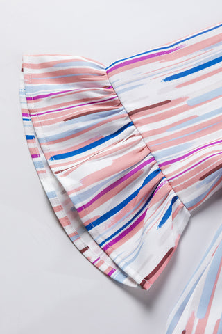 CLEARANCE Multicolor Striped Splash Half Sleeve Blouse