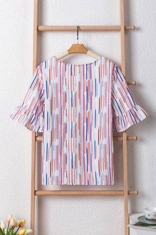 CLEARANCE Multicolor Striped Splash Half Sleeve Blouse
