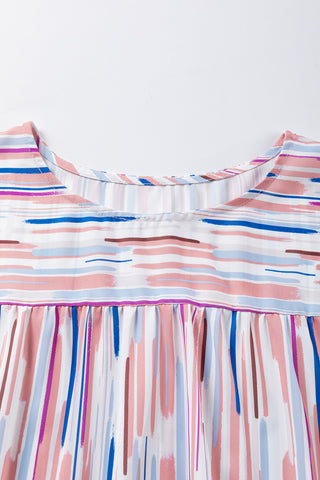 CLEARANCE Multicolor Striped Splash Half Sleeve Blouse