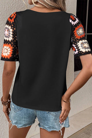 CLEARANCE Hollowed Crochet Sleeve Boho Blouse