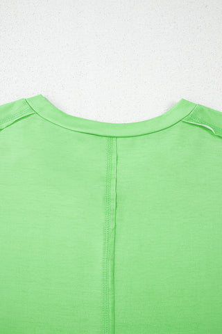 Blue Color Block Exposed Seam Tee