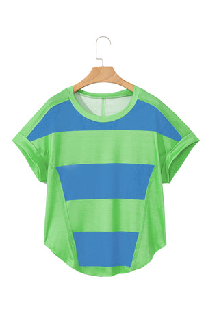Blue Color Block Exposed Seam Tee