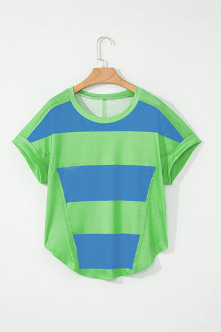 Blue Color Block Exposed Seam Tee