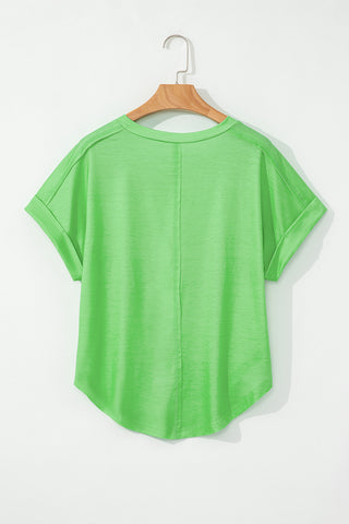 Blue Color Block Exposed Seam Tee