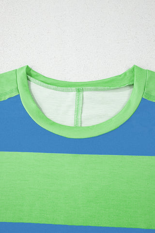 Blue Color Block Exposed Seam Tee