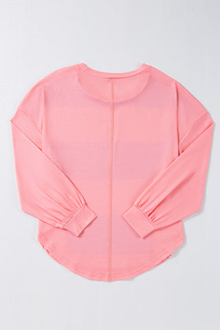CLEARANCE Blue Colorblock Drop Sleeve Round Neck Top