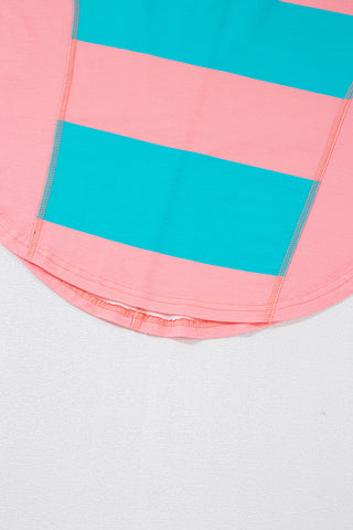 CLEARANCE Blue Colorblock Drop Sleeve Round Neck Top