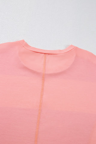 CLEARANCE Blue Colorblock Drop Sleeve Round Neck Top