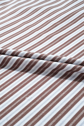 Chestnut Stripe V-Neck Cap Sleeve Blouse