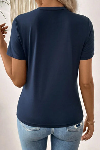 Blue Sapphire or Navy Solid Color Round Neck T Shirt