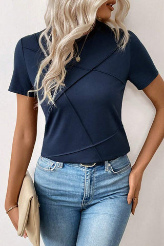 Blue Sapphire or Navy Solid Color Round Neck T Shirt