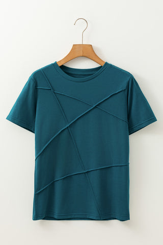 Blue Sapphire or Navy Solid Color Round Neck T Shirt