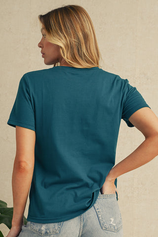 Blue Sapphire or Navy Solid Color Round Neck T Shirt