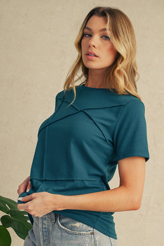 Blue Sapphire or Navy Solid Color Round Neck T Shirt