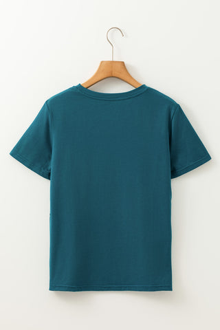 Blue Sapphire or Navy Solid Color Round Neck T Shirt