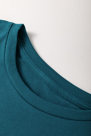 Blue Sapphire or Navy Solid Color Round Neck T Shirt