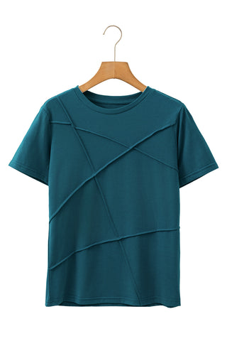 Blue Sapphire or Navy Solid Color Round Neck T Shirt