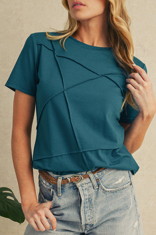 Blue Sapphire or Navy Solid Color Round Neck T Shirt