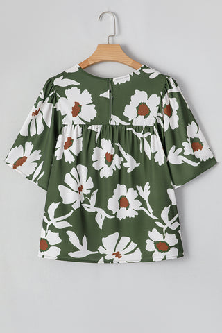 CLEARANCE Green Allover Abstract Print Top