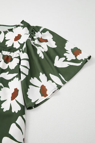 CLEARANCE Green Allover Abstract Print Top
