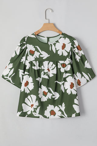CLEARANCE Green Allover Abstract Print Top