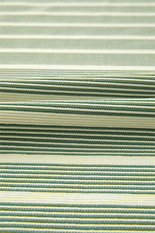 Green Striped Casual Contrast Trim Tee