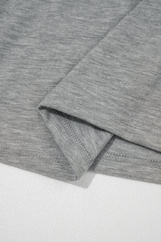 Gray Lace Patchwork Criss Cross V Neck Top