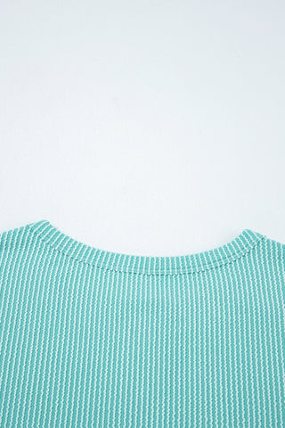 Multicolour Twisted Ribbed Knit Colorblock Henley Top