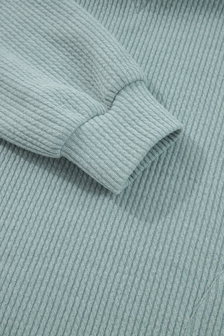 Clearly Aqua Ribbed Drop Shoulder Knit Hoodie
