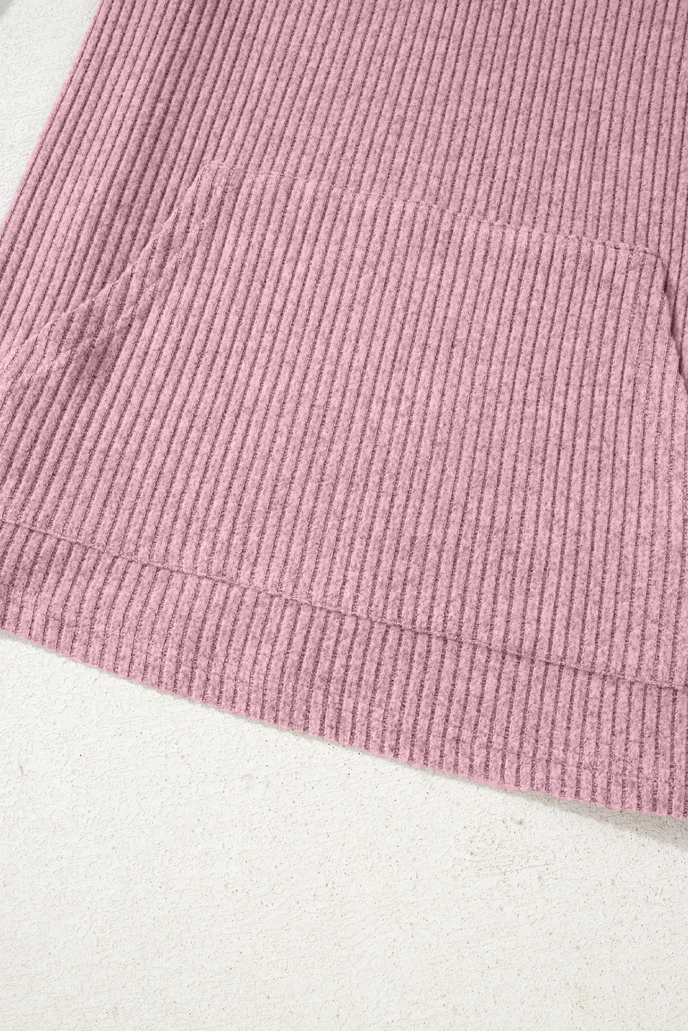 Pink Ribbed Texture Drop Shoulder Henley Knit Top