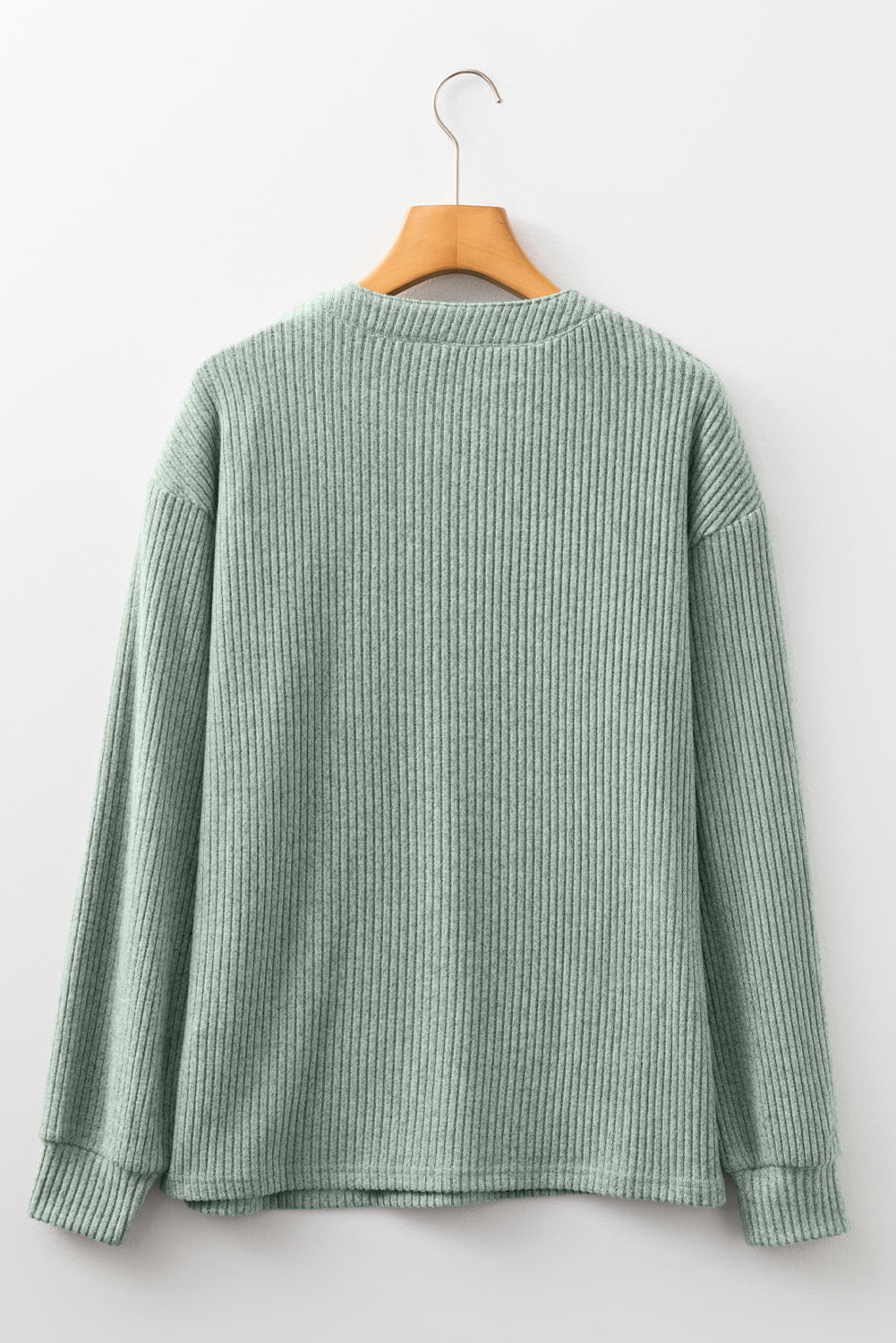 Pink Ribbed Texture Drop Shoulder Henley Knit Top