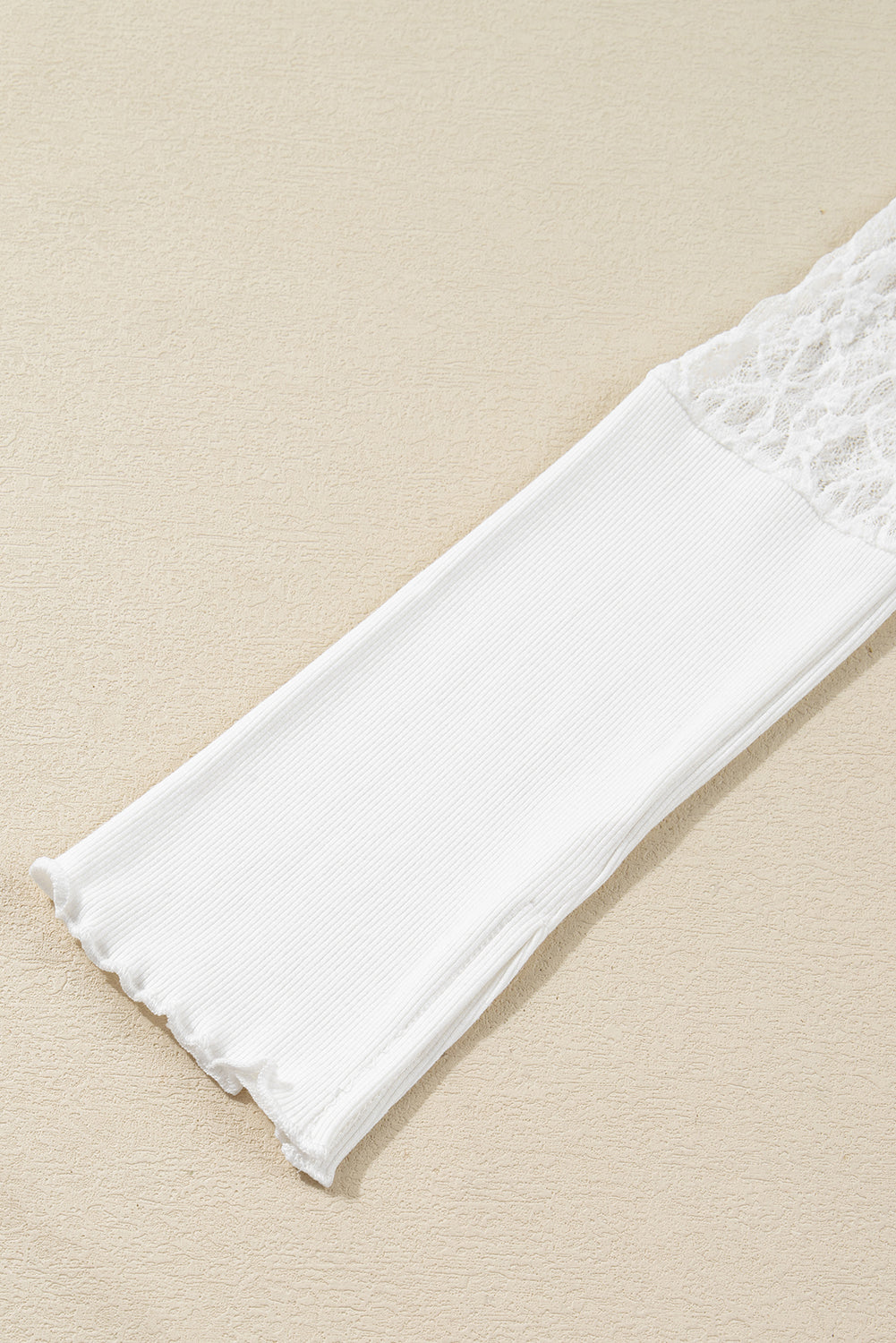 White Sheer Lace Long Sleeve Slim Henley Top