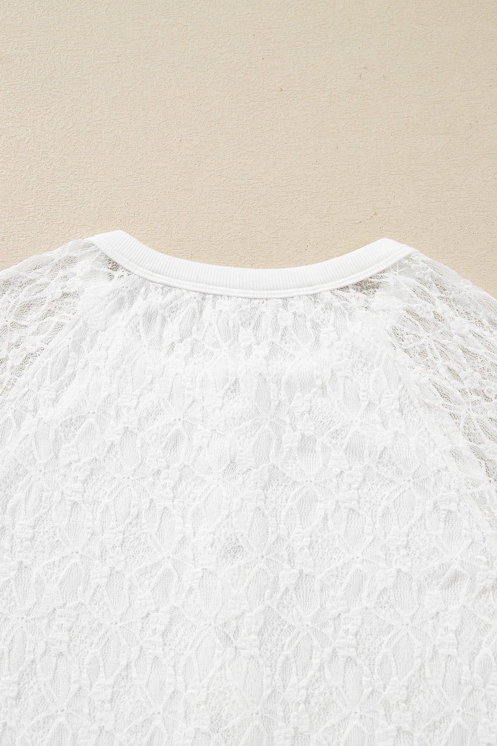 White Sheer Lace Long Sleeve Slim Henley Top