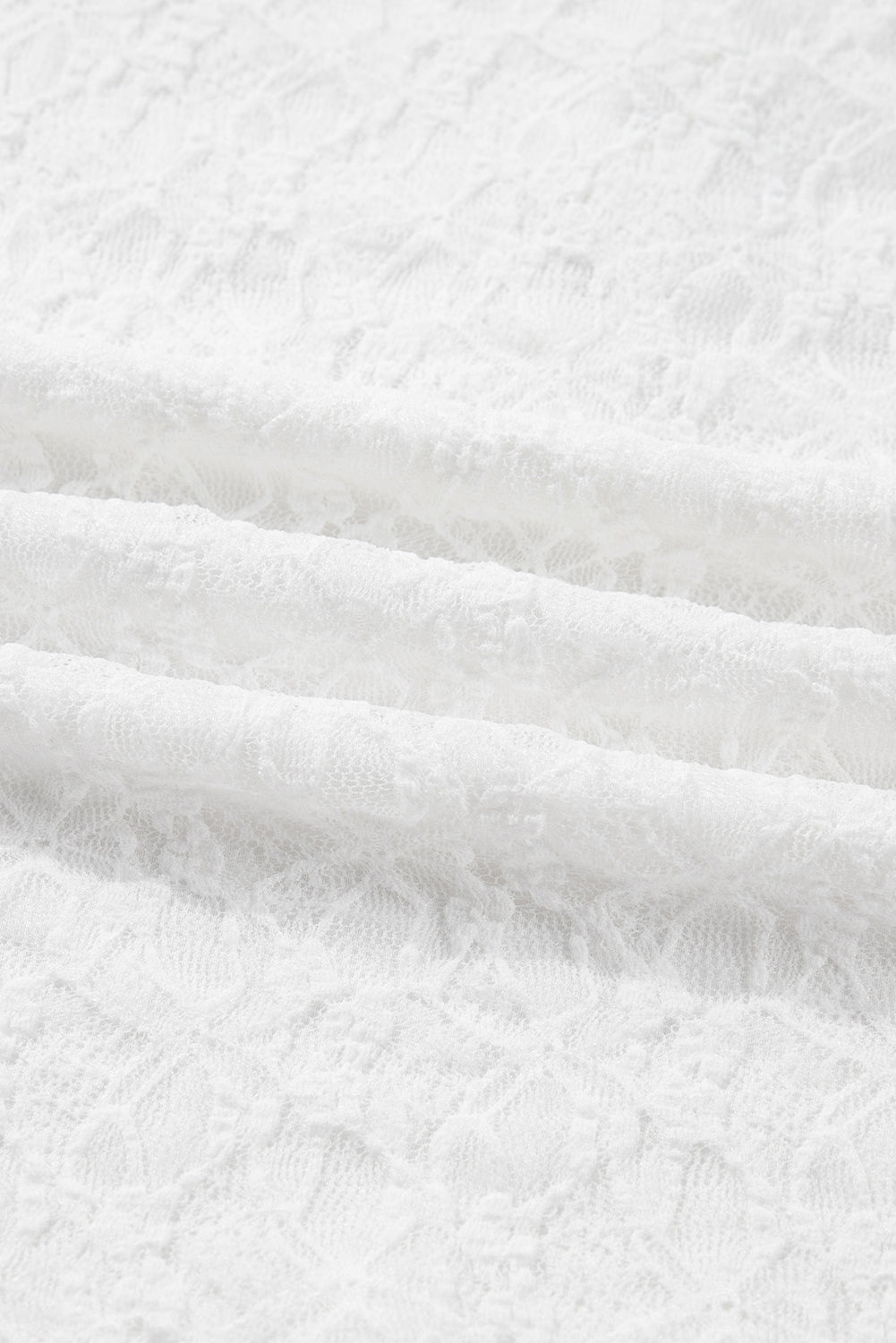 White Sheer Lace Long Sleeve Slim Henley Top