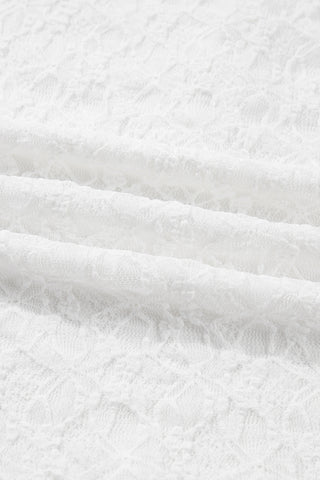 White Sheer Lace Long Sleeve Slim Henley Top