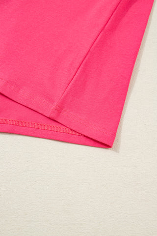 Strawberry Pink Heart Shape Striped Patchwork Long Sleeve Loose Top