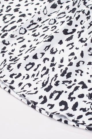 CLEARANCE Black & White Animal Print Flower Embroidered Tunic Short Sleeve Top