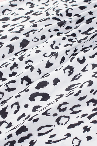 CLEARANCE Black & White Animal Print Flower Embroidered Tunic Short Sleeve Top