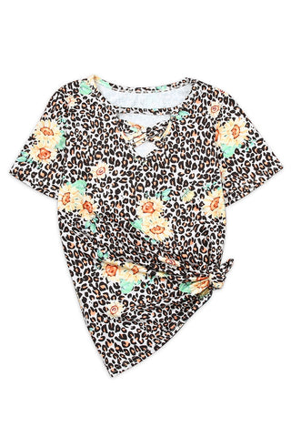 CLEARANCE Sunflower Print Cross Neck T-Shirt