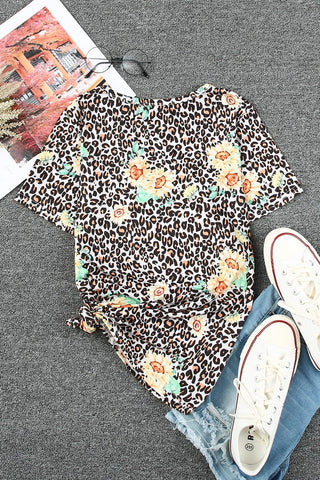 CLEARANCE Sunflower Print Cross Neck T-Shirt