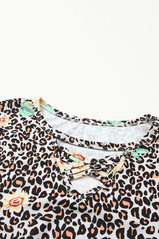 CLEARANCE Sunflower Print Cross Neck T-Shirt