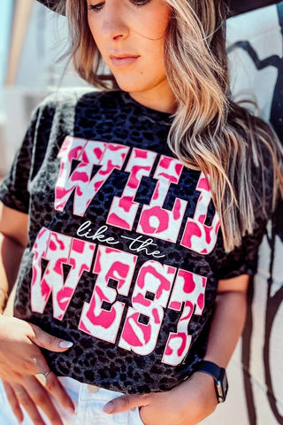***CLEARANCE*** Black WILD like the WEST Leopard Tee