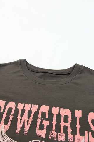 ***CLEARANCE***  Gray COWGIRLS DO IT BETTER Graphic Print Oversized T Shirt