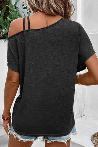 CLEARANCE Colorblock Strappy Cold Shoulder Twist Hem Top