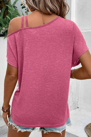 CLEARANCE Colorblock Strappy Cold Shoulder Twist Hem Top