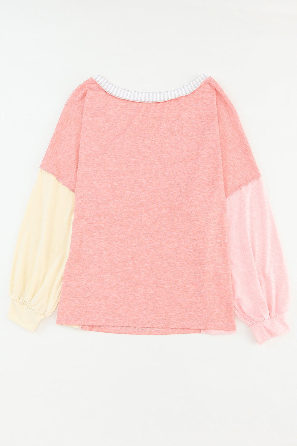 Rose Striped Color Block Splicing Long Sleeve Shirt