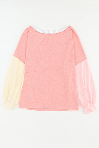 CLEARANCE Striped Color Block Splicing Long Sleeve Shirt